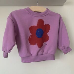 Bobo Choses Purple Sweatshirt with Red and Blue Big Flower